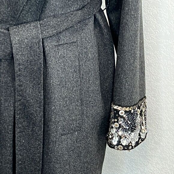 Valentino Virgin Wool Long Coat With Embellished Cuffs Size 4 - Picture 4 of 14